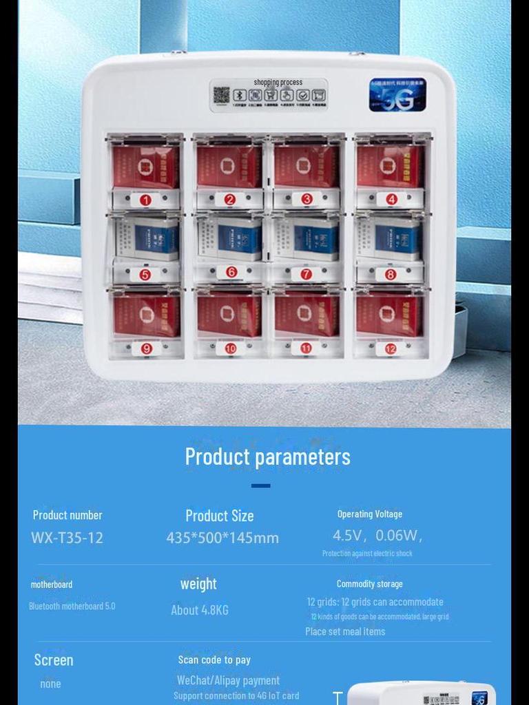 "24-Hour Self-Service Vending Machine for Cigarettes, Beverages, and Snacks"