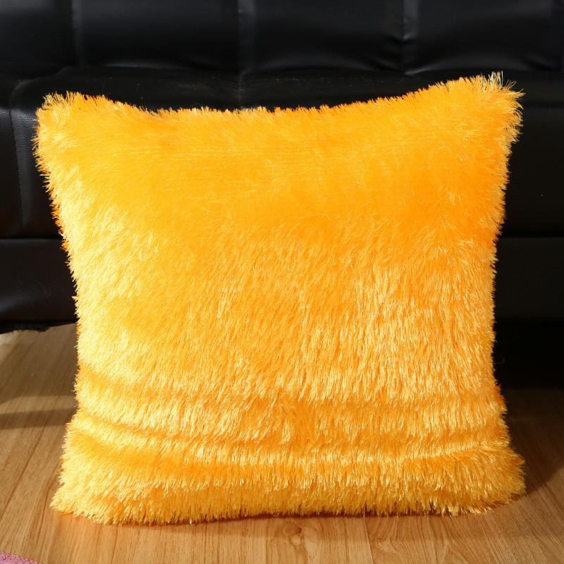 43x43cm Soft Long Plush Solid Color Sofa Winter Decoration Pillowcase Home Living Room Cushion Cover