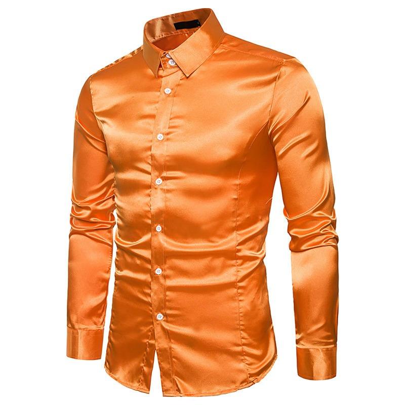

Men s Fashion Color Personality Casual Slim Long Sleeve Lapel Shirt Top XXL