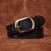 Women's Belt Retro Fashion and Personalized Emboss Leather Pin Buckle Pure Cowhide Korean Style Versatile Coarse Grain Jeans Belt Women