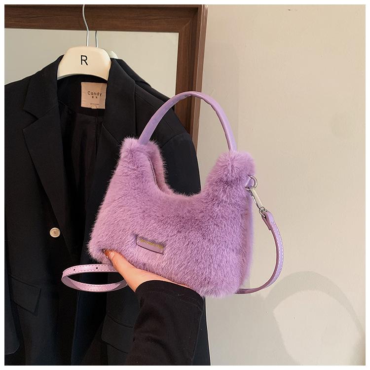 Premium plush bag women's autumn and winter fashion shoulder messenger bag Mao Mao portable dumpling bag