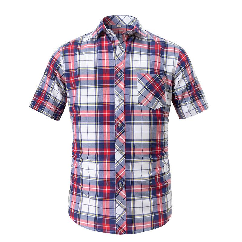 Men S Slim Fit Casual Short Sleeve Plaid Shirt