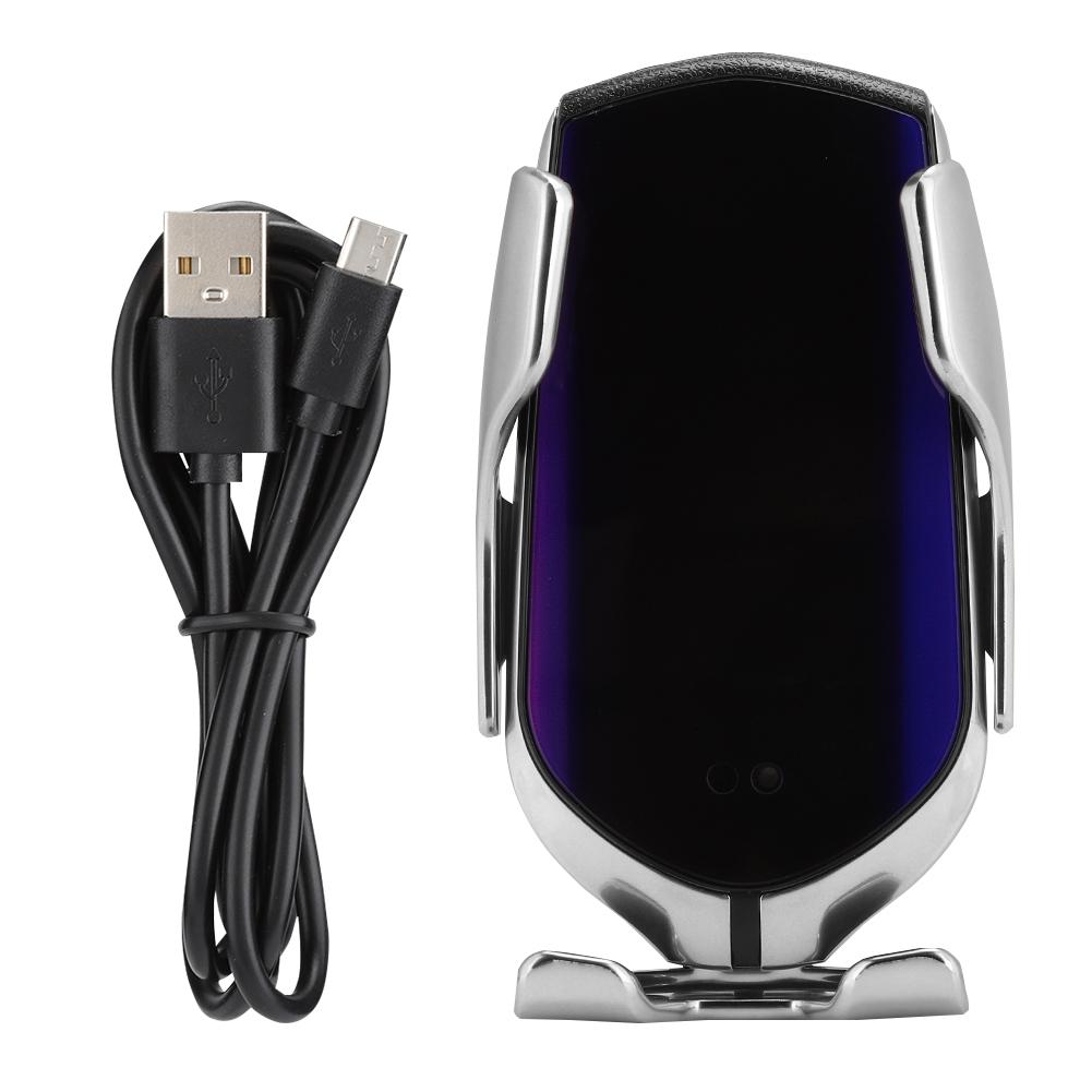 

10W Wireless Car Charger R1 Infrared Automatic Induction Mobile Phone Car Air Outlet BracketSilver серебряный