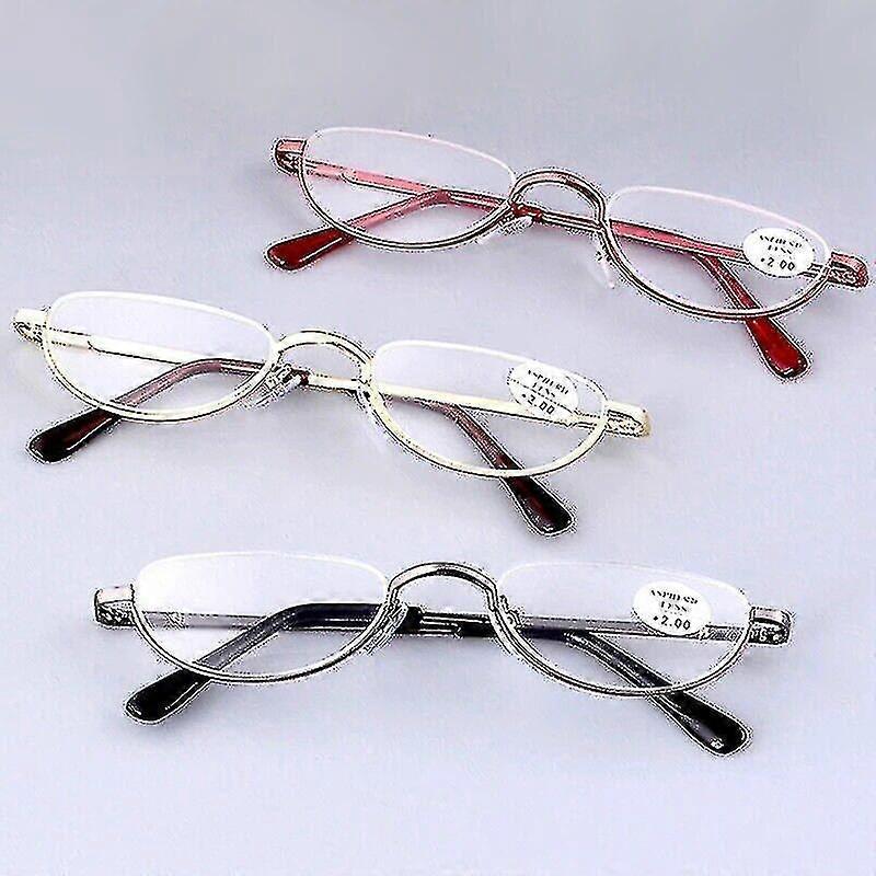 Reading Glasses Metal Spring Hinges Half Moon Semi Rimless Readers  1.0~ 4.0 Tw