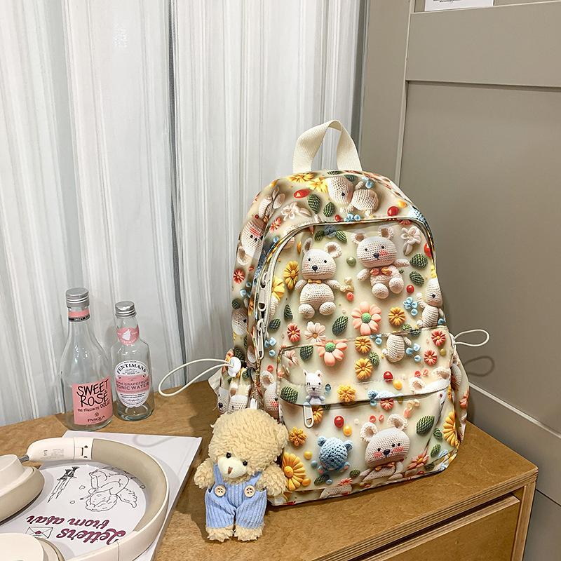New Lightweight Student Backpacks for Both Boys and Girls  Printed Student Backpack  Female Student Spring Outing Backpack