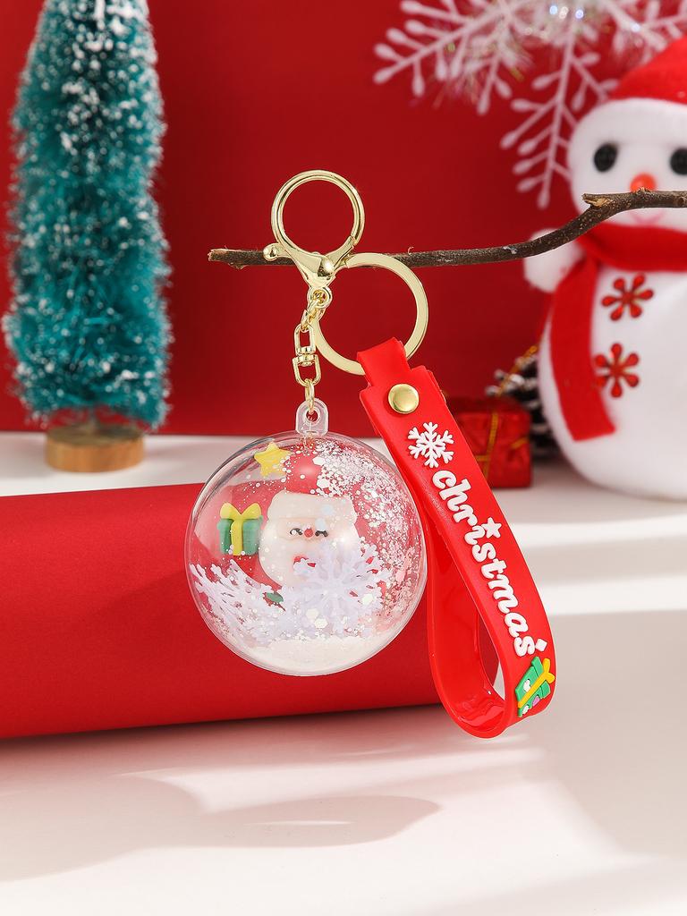 1PC Cartoon Ball Christmas Keychain Shake Music Key Chain Car Pendant School Bag Hanging Ornament Gift