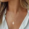 Classic Holy Virgin Mary Oval Shell Pendant Necklace for Women, Vintage Gold Plated Catholic Religious Pray Jewelry Gift