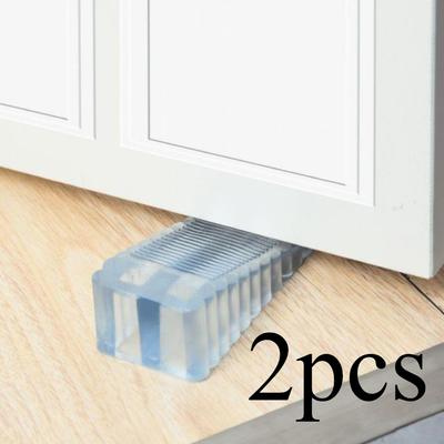 2Pcs Clear Silicone Door Stoppers, Non-Slip Wedges, Collision Prevention Stops Ideal for Living Rooms, Bedrooms, Hotels, Bathrooms