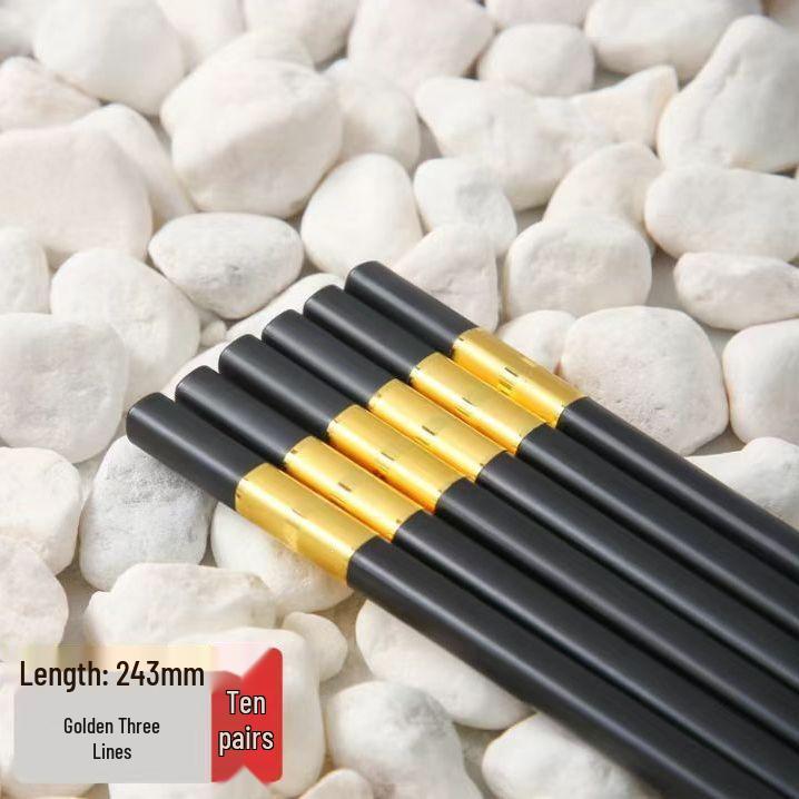 Premium Alloy Chopsticks: Antibacterial, Mildew-Resistant, Non-Slip, Heat-Resistant - Ideal for Home, Hotel, and Restaurant Use.