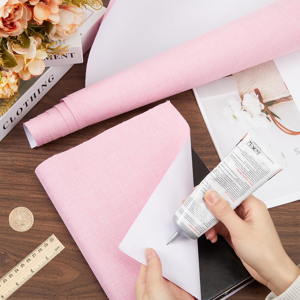 CRASPIRE 59 x 16.9in Book Cloth for Book Binding Pink Fabric Surface Paper Backed A3-A8 Bookcover Books Album Linen Scrapbooking Archival DIY