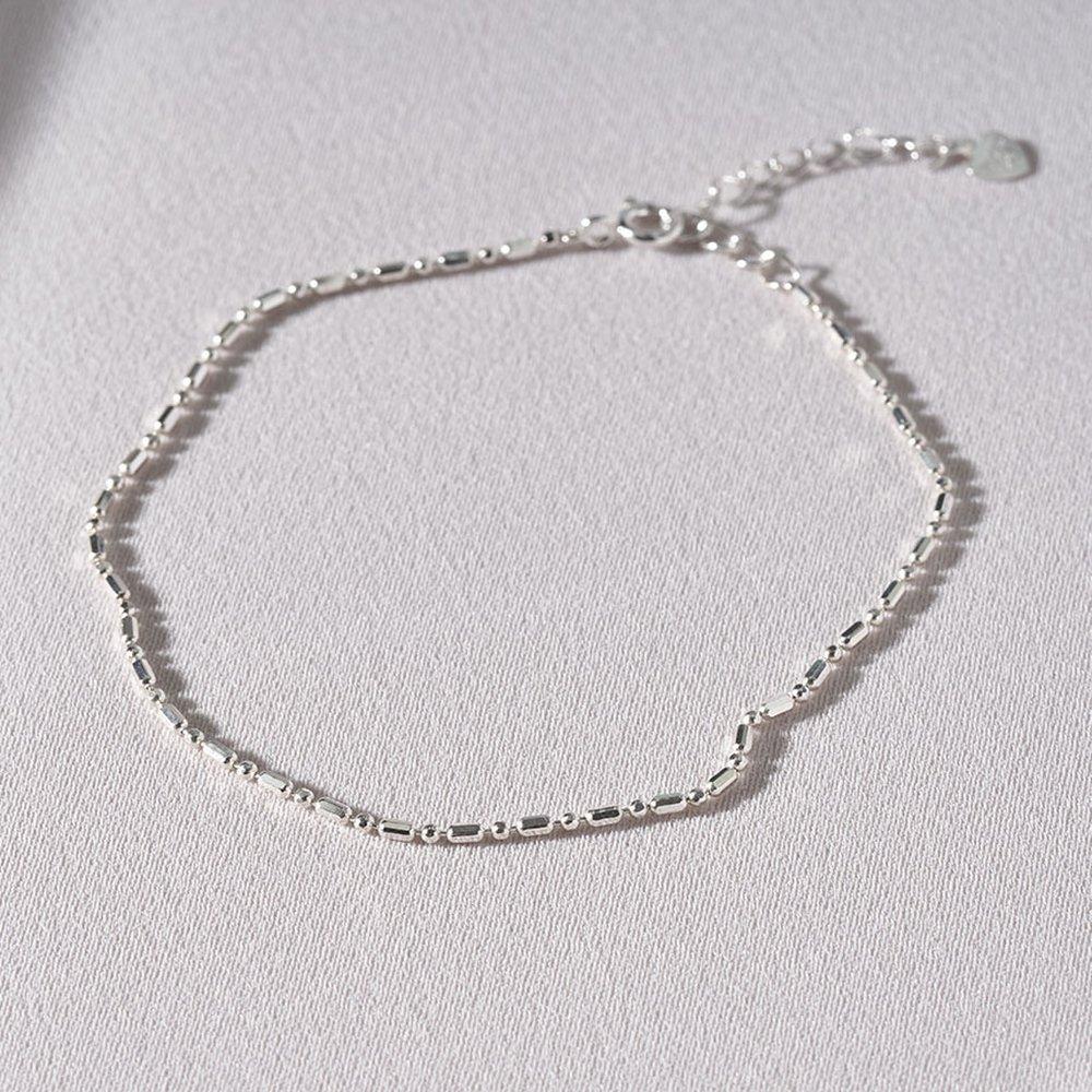 Mimi.J Jewelry 925 Silver Cut Sausage Chain Anklet