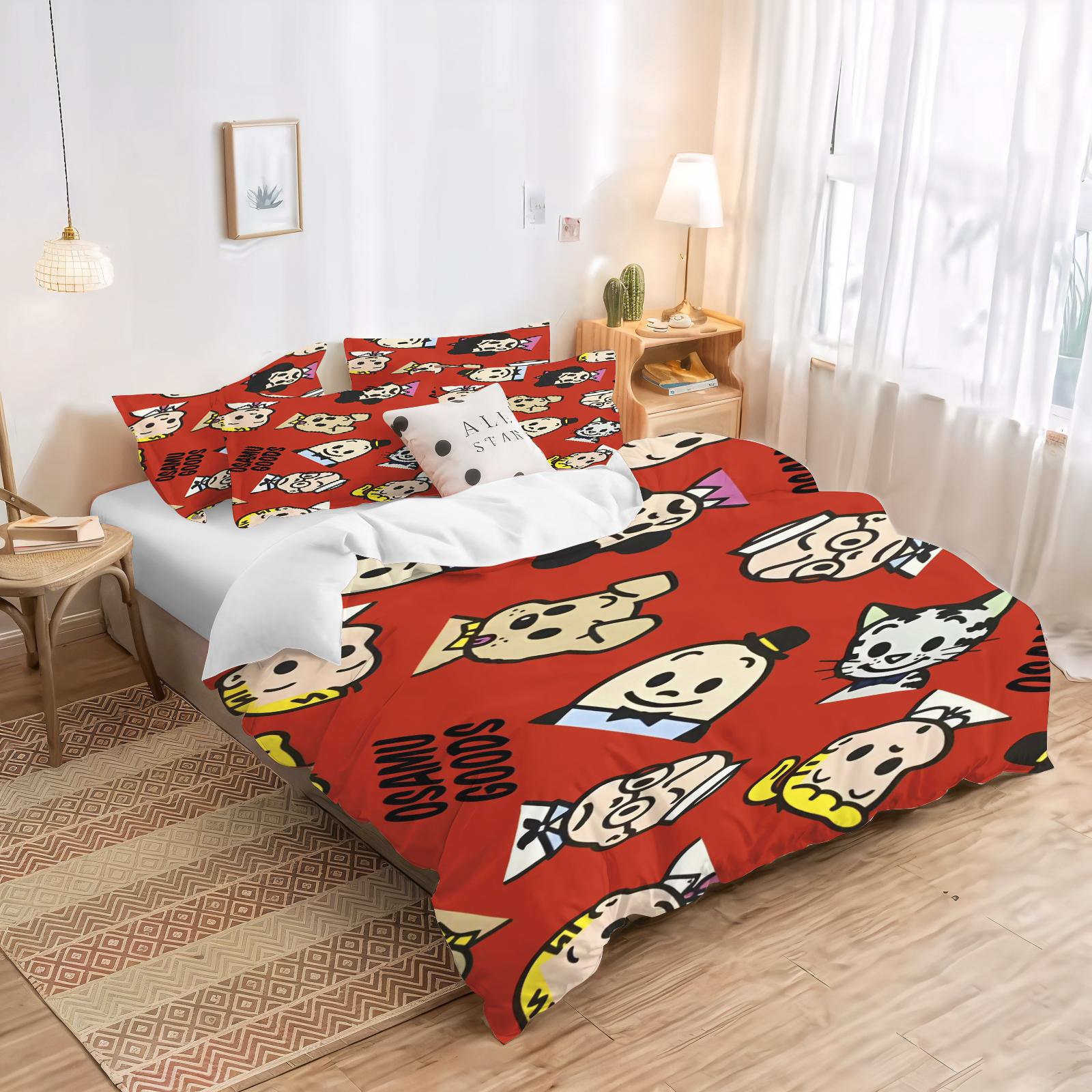 

Cartoon Couple Gift Duvet Cover Colorful Childlike Innocence Bedroom Polyester Adult Gift 2/3Pcs Bedding Set 135x200cm