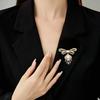 Damen Leichter Luxus Design Elegante Zirkon Schleife Imitationsperlen Quaste Brosche Modische Vielseitige Nischendesign Brosche