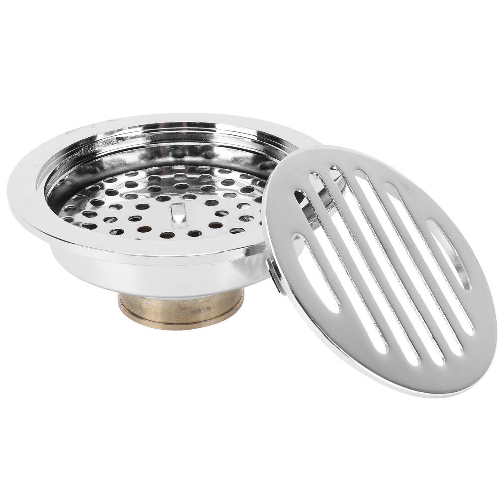 Silver Shower Floor Drain Copper Floor Drain Strainer Rustproof Drain Strainer  Garage