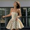 New French sweet and spicy style polka dot printing tube top dress, waist pinching and thin A-shaped skirt, Spice Girl short skirt