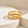 Chain Ring for Women Stainless Steel Double Layer Cuban Link Twist Geometric Rings Jewelry Waterproof