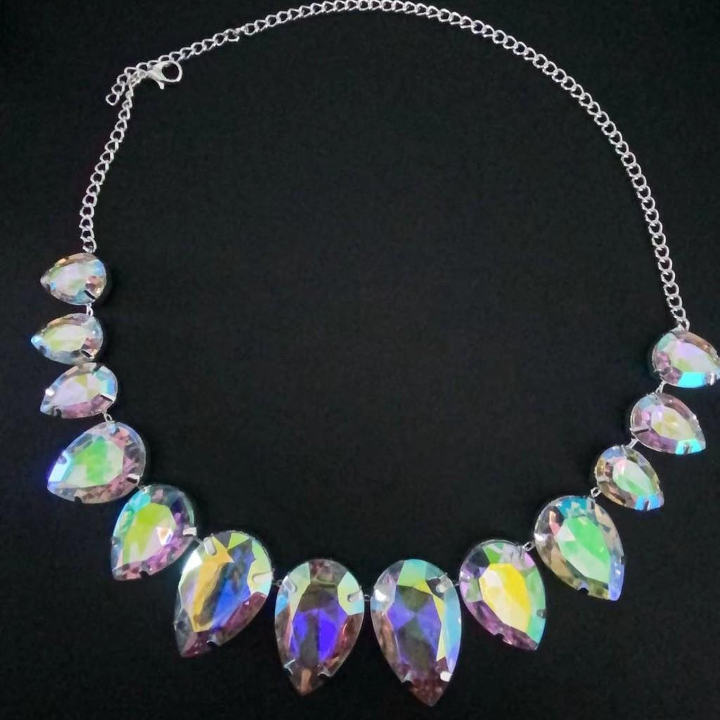 Water Diamond Geometric Drop Necklace For Party And Gift For Women