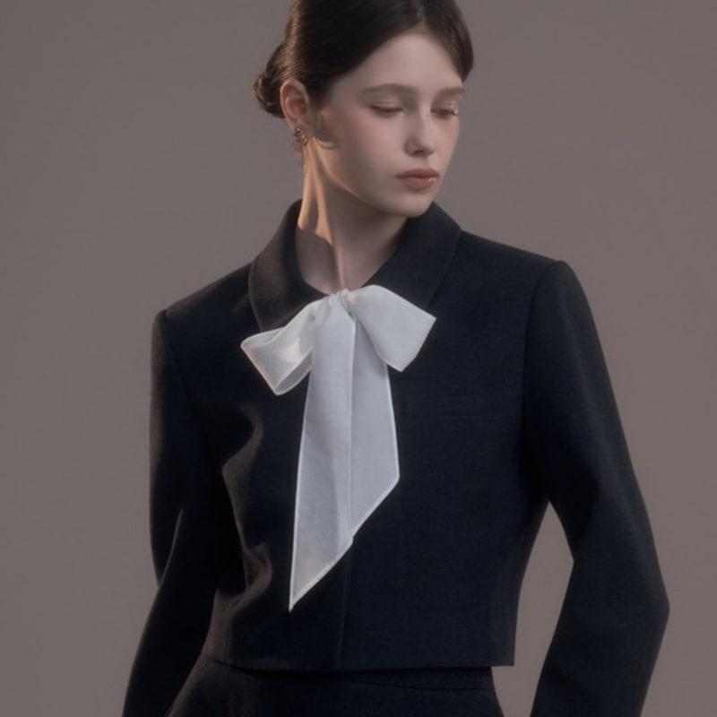 MAUSOLEUM Sheer Long Scarf-Black,White