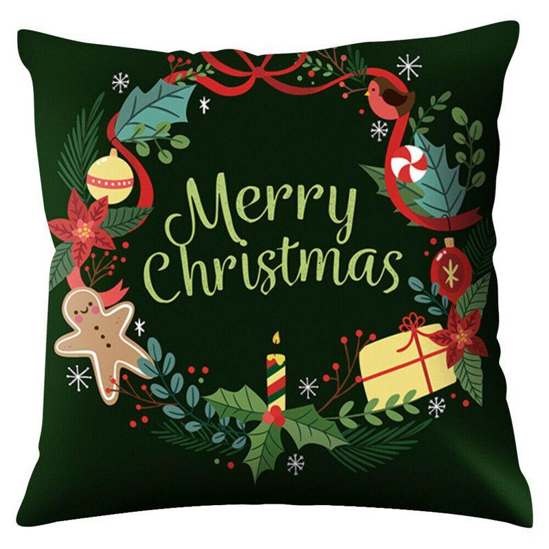 Polyester Peach Skin Christmas Cushion Cover 18" For Sofa Decor**