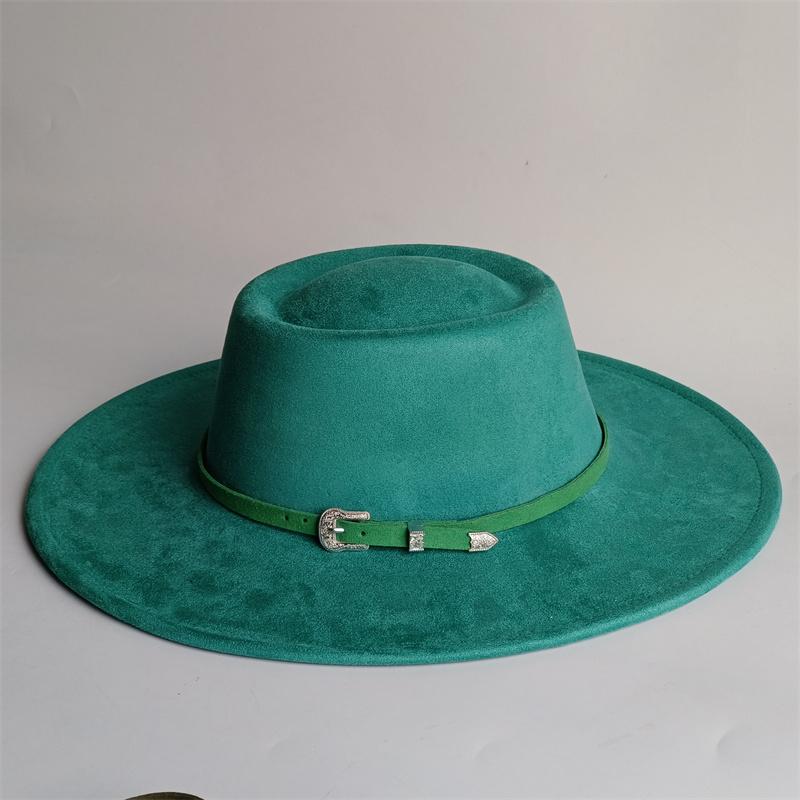Pork Pie Hut Wildlederhut 9,5 cm Fedora Hut 9,5 cm Material Gürtel Zubehör Hut Herrenhut Damenhut Gorras Para Hombres 56 -58cm blue