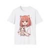 Anime Catgirl Holding Kitten T-Shirt Kawaii Cat Ear Girl Cute Graphic Tee