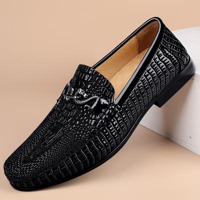Mocassins Homme Motif Crocodile Cuir Véritable Chaussures Décontractées Homme Chaussures à Enfiler Homme Légères Chaussures Plates de Conduite Nouvelles Mocassins