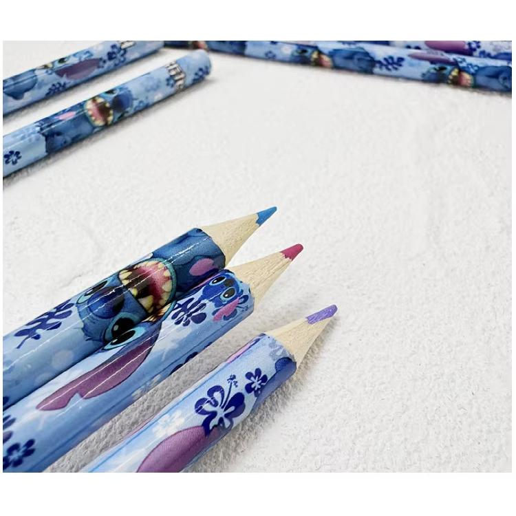 MINISO 24 Stück Anime Bleistiftset Lilo&Stitch Serie Kinder Schreibwaren Stift Schulsachen Niedlicher Spitzer Geburtstagsgeschenk