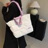 Damen Herbst Winter Weiche Handtasche Karierte gesteppte Umhängetasche Fashi Puffy Tragetasche einfarbig Große Kapazität Henkeltasche