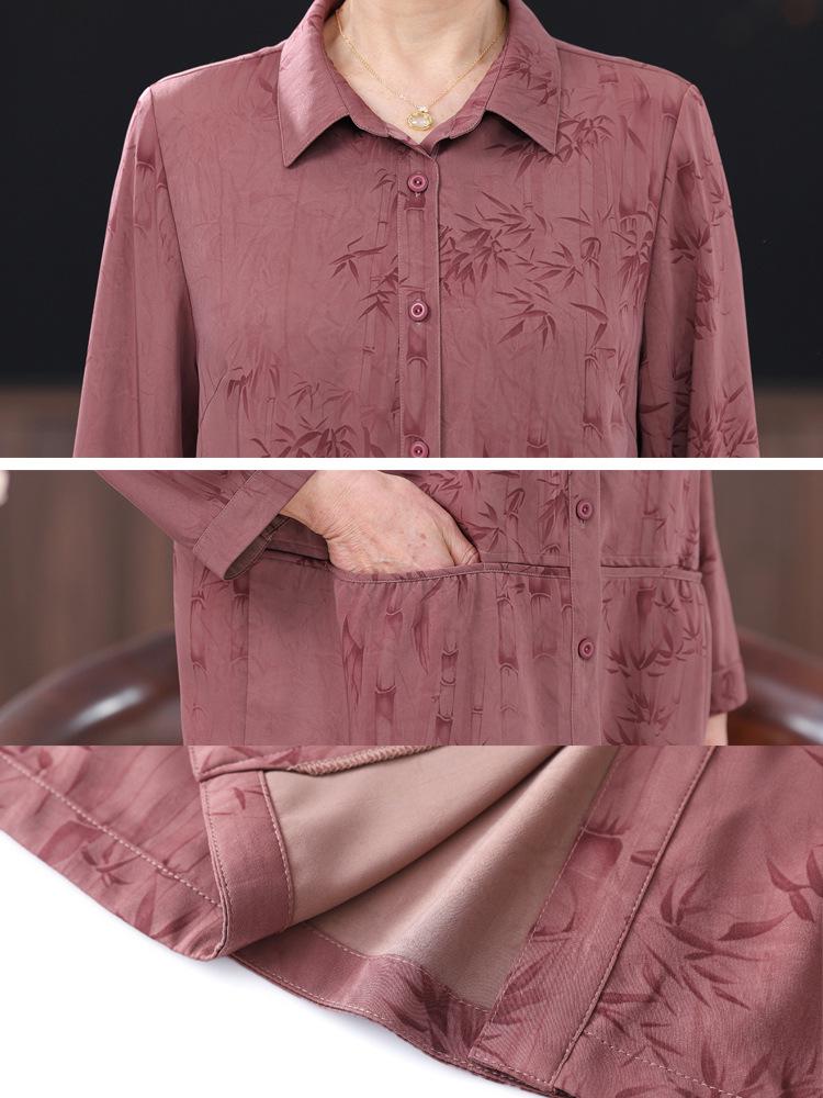 Jedwabna Bluzka Wiosenno-Jesienna 2025 dla Kobiet w Średnim i Starszym Wieku