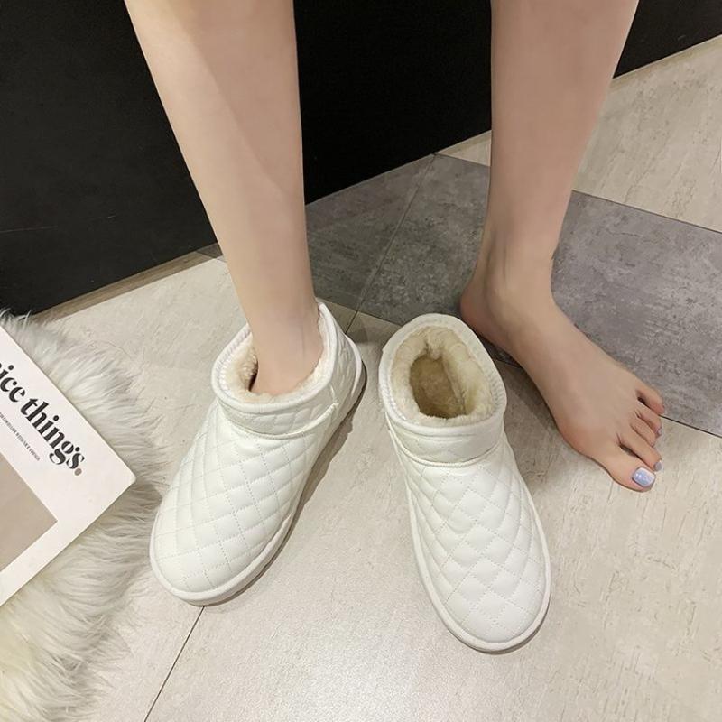 Waterproof Snow Boots Lovers Bread Shoes Leather Warm Winter Plus Velvet Non-Slip Women'S Cotton Shoes Plus Size Boots