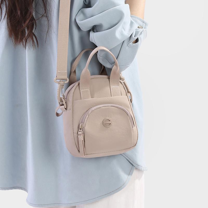 Women's Solid Color Nylon Bag Large Capacity Mobile Phone Bag Shoulder Bag Crossbody Bag