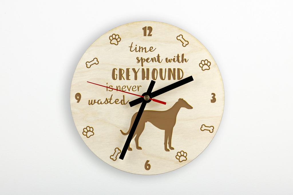 Greyhound, English Greyhound - clock with dog, wooden clock with engraving, personalised clock by Art-Dog