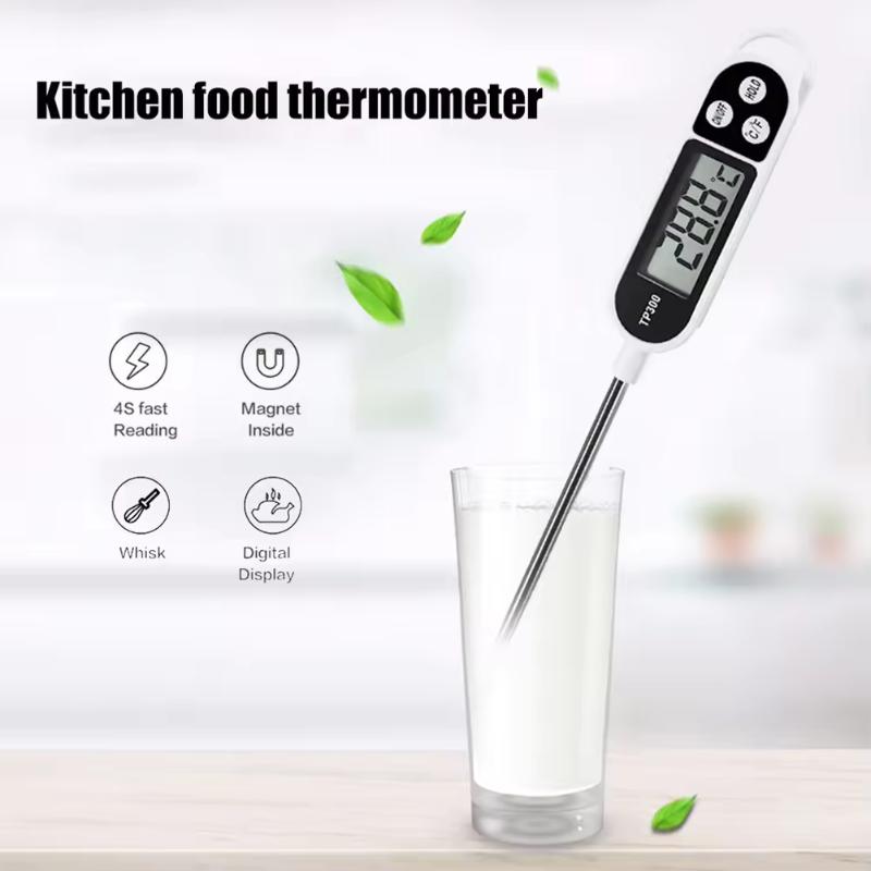 Haushalt Küche Edelstahl Sonde Lebensmittelthermometer, LED Digitalanzeige Milch Getränk Barbecue Thermometer