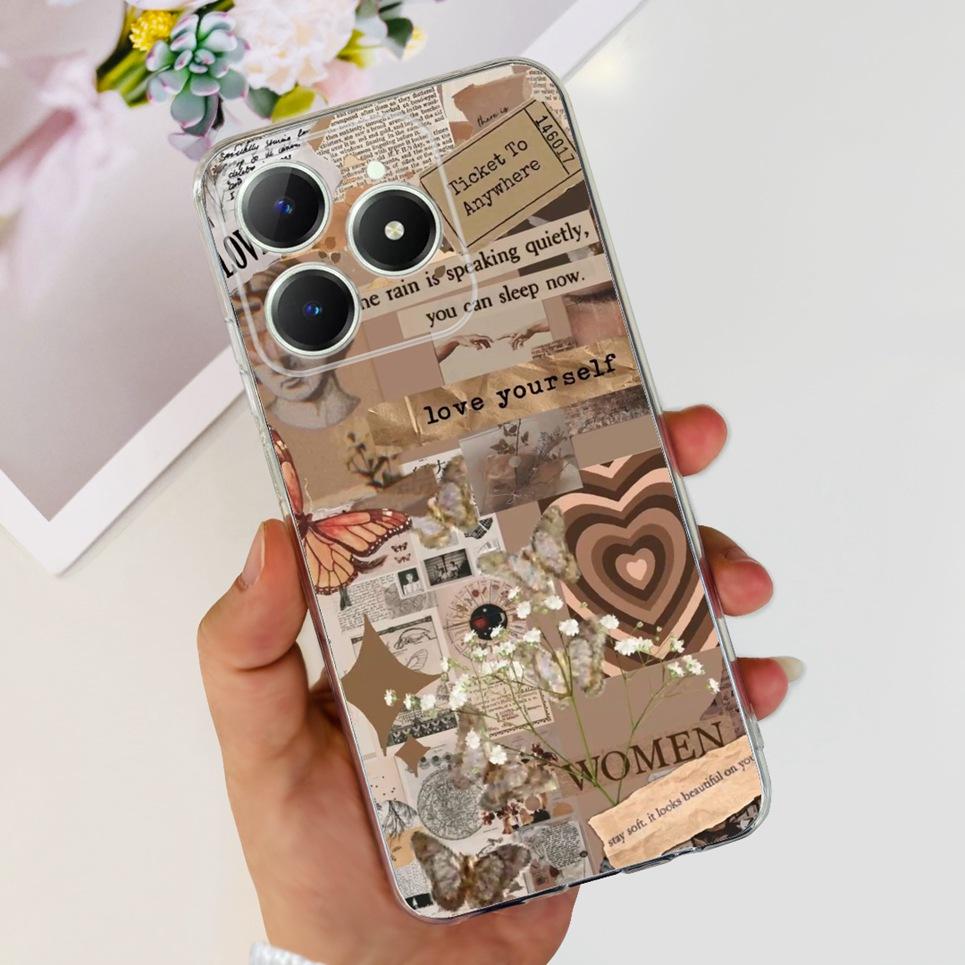Couple Love Heart Back Case For Realme Narzo N61 N63 Realme C63 C61 Transparent Soft TPU Slim Silicone Phone Cover Fashion Capas