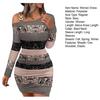 Fall Spring Women Dress One Shoulder Long Sleeve Elastic Chain Decor Sheath Tight