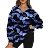 Women's Casual Fashion Long Sleeve  Print Oversize Zip Sweatshirt Top