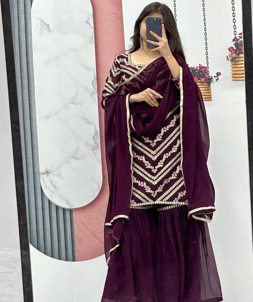 Indischer Pakistanischer Sharara Salwar Anzug Damen Bollywood Partykleidung Salwar Kameez Palazzo