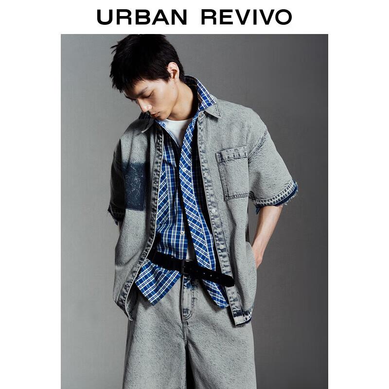 UR Men s Washed Short-Sleeve Denim Shirt L