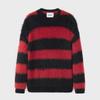 Red and Black Striped Seahorse Wool Men's Knitted Sweater - Winter Mink-Like Couple's Jacket