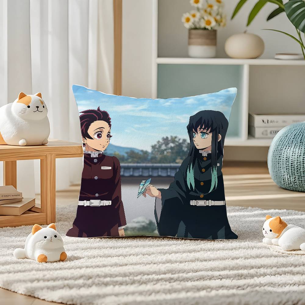 Demon Slayer Hashira Collection Anime Plush Pillow Cover Soft Short Plush Cushion Cover For Sofa Bedroom Home Decor Gift