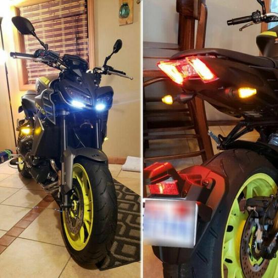 Pair Amber 14-LED Motorcycle 12V Turn Signals Blinker Lights For Honda Suzuki EA