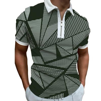 Neues Herren-POLO-Shirt mit bedrucktem Reißverschluss, atmungsaktiv, lockeres Kurzarm-T-Shirt für Herren