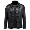 Herbst und Winter Herrenmode Gutaussehend mit einfarbigem Boutique-Revers Motorrad-Lederjacke Schlank Mode M-5XL