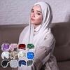 Glänzender Diamant Seite Malaiischer Hijab Einfarbig Damen Schal Neues Design Kopftuch für Frauen Mädchen