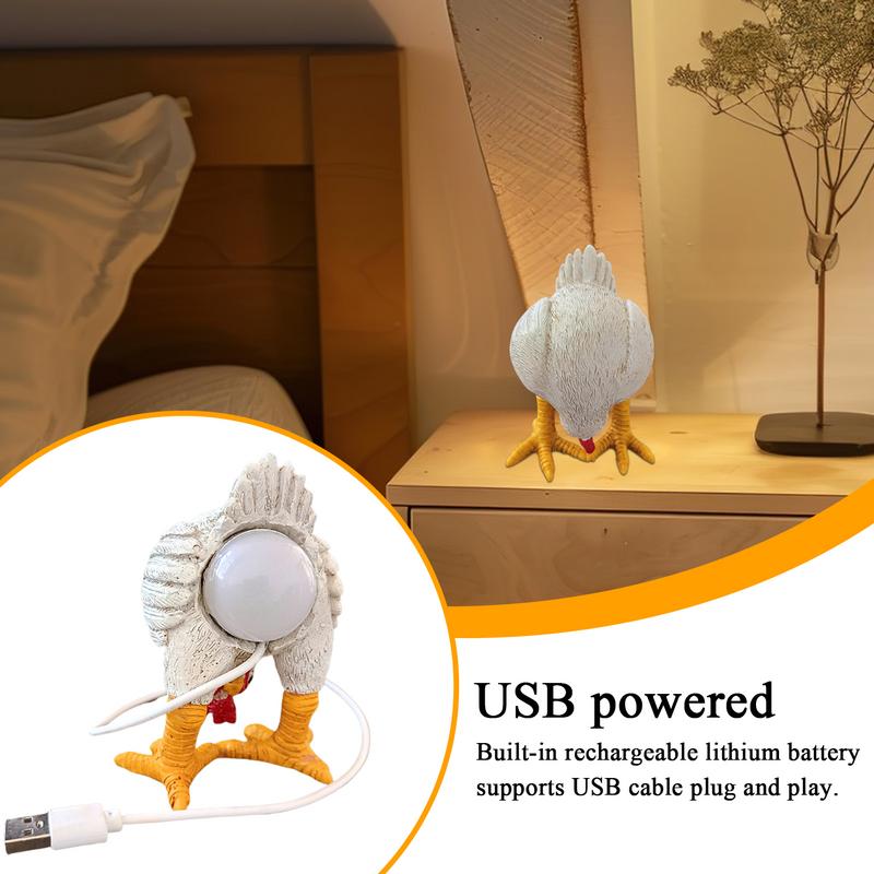 Creative Ornaments Night Light Funny Resin Chicken Egg Lamp with USB cable Cute Table Home Decoration Party Holiday Gift Light
