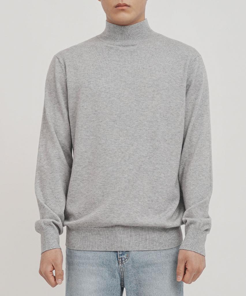 GOLDPERCENT Viscose Soft Cozy Mock Turtleneck Basic Knit (Gray, Men)