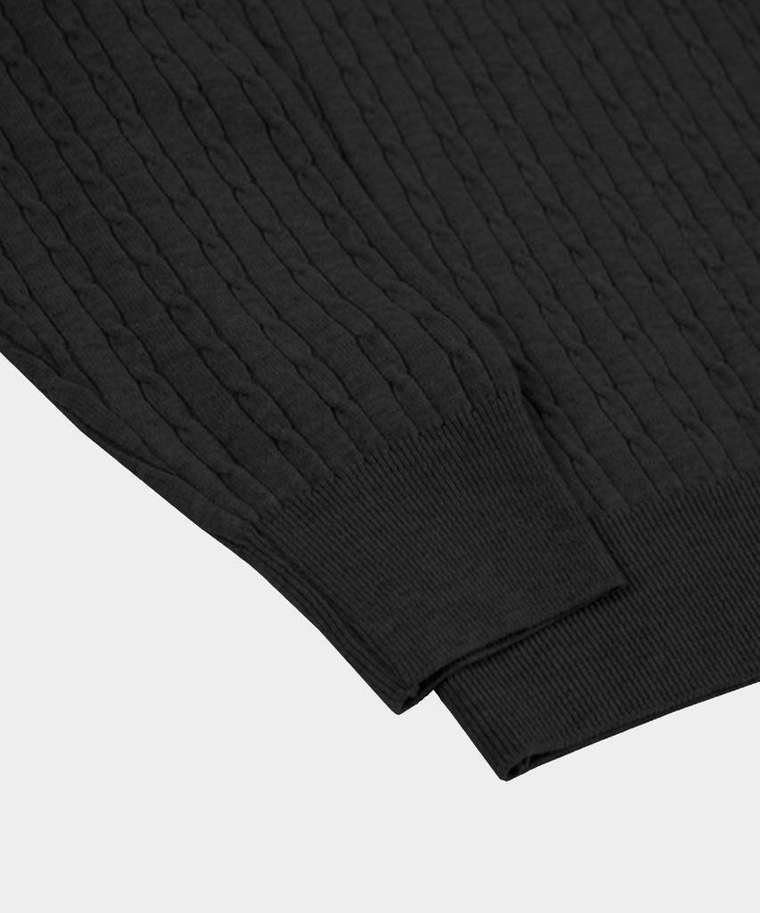 BIRBANTE Soft Washable Cable Collar Knit - Black