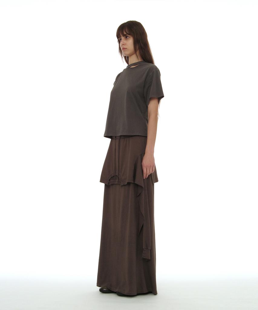 Partimento Woman Deconstructed Tee Maxi Skirt_Brown