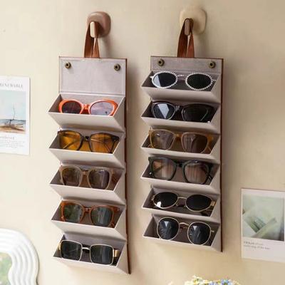 Organizator Ochelari de Soare cu 2/3/4/5/6 Compartimente, Organizatoare de Călătorie, Cutie de Depozitare Accesorii pentru Ochelari, Portabil, Pliabil, Etui de Agățat pe Perete