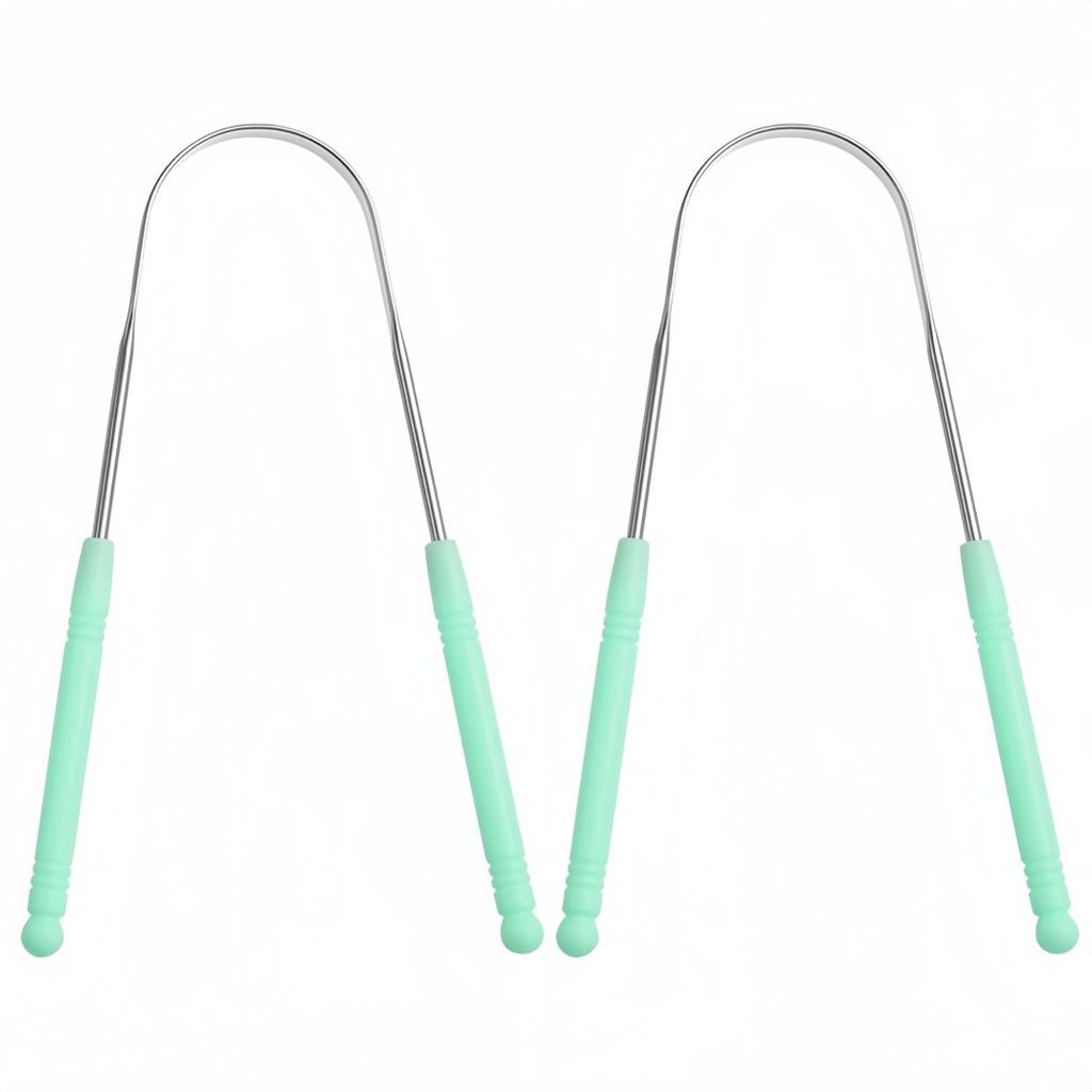 2PCS Stainless Steel Tongue Scraper U Shaped Tongue Coating Scraper Reduce Bacteria Bad Breath Tongue Brush Oral Cleaning Tool
